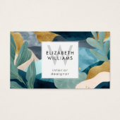 Teal Gold Modern Abstract Monogram Business Cards Visitekaartje (Voorkant)