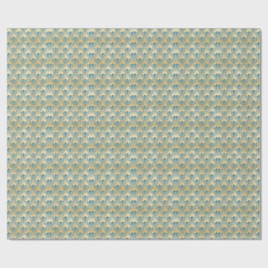 Teal gold pattern, fan feather pattern, Art Deco c Cadeaupapier (Vlak)