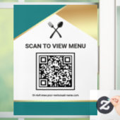 Teal Gold Restaurant Digitaal QR Code Menu Raamsticker (Huis)