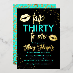 Teal Gold Talk Thirty To Me Luipaard 30ste  Folie Uitnodiging