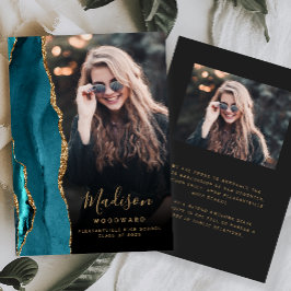 Teal Goud Agaat Donkere Foto Grad Verklaring Kaart