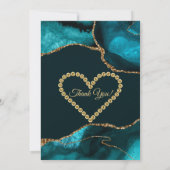 Teal Goud Agaat Geode Verjaardag Bedankkaart (Achterkant)