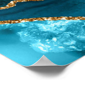 Teal Goud Agaat Trouw Stoelenplattegrond 8 Tafel Poster (Hoek)