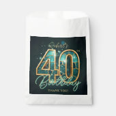 Teal Goud Agate Mannen 40e Verjaardagsfeest Bedank Bedankzakje (Voorkant)