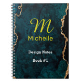 Teal & Goud Agate Marmer Effect Notitieboek (Voorkant)