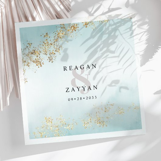  Teal & Goud Aquarel Servet