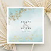  Teal & Goud Aquarel Servet