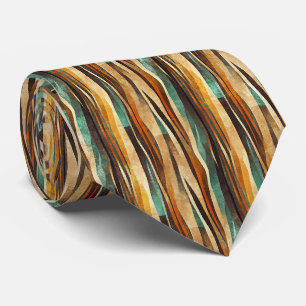 Teal Goud Art Deco Geometrisch Patroon Stropdas
