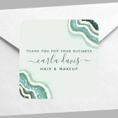 Teal Goud Glitter Agate Geode Zakelijk Bedankt Vierkante Sticker