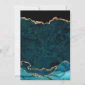 Teal & Goud Nep Glitter Marmer Agate Huwelijk Save The Date (Achterkant)