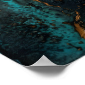 Teal Goud Steen Abstract Poster (Hoek)