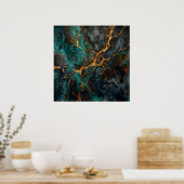 Teal Goud Steen Abstract Poster (Keuken)