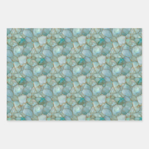 Teal Goud Waterverf Mozaïek Meubelen Decoupage Inpakpapier Vel