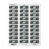 Teal Goud Zonne-uitbarsting Marmer Retouradres Etiket (Full Sheet)