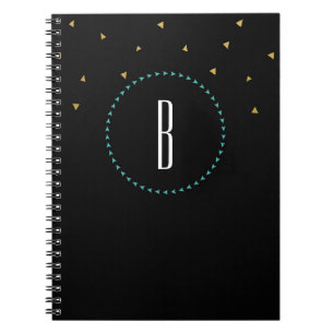 Teal Goud Zwarte Driehoeken Modern Notitieboek Jou