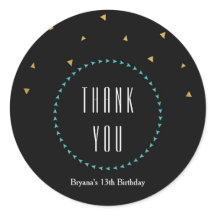 Teal Goud & Zwarte Driehoeken Moderne Feeststicker