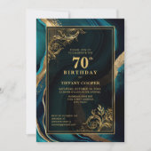 Teal Gouden 70ste Verjaardagsfeestje Kaart (Voorkant)