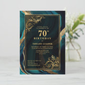 Teal Gouden 70ste Verjaardagsfeestje Kaart (Staand voorkant)