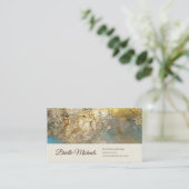 Teal Gouden Abstracte Steen Textuur Visitekaartje (Staand voorkant)