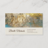 Teal Gouden Abstracte Steen Textuur Visitekaartje (Voorkant)