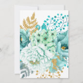 Teal Gouden Bloem 100e Verjaardag Kaart (Achterkant)