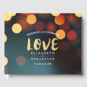 Teal Gouden Bokeh Slingerlichten Trouw Gastboek Gastenboek (Voorkant)