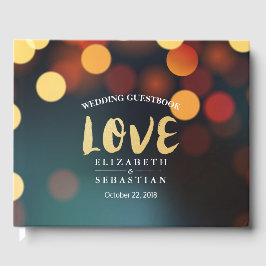 Teal Gouden Bokeh Slingerlichten Trouw Gastboek Gastenboek
