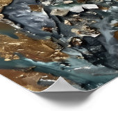 Teal Gouden Geometrische Textuur Poster (Hoek)