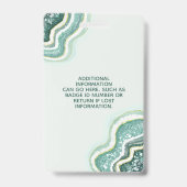 Teal Gouden Glitter Agate Geode Luxe ID Badge (Achterkant)