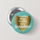 Teal Gouden Hart Gaat Oma Aankondiging Ronde Button 5,7 Cm (Voorkant /achterkant)
