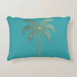 Teal Gouden Palmboom  Accent Kussen