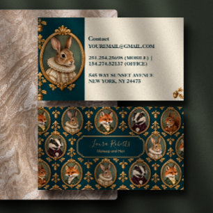 Teal Gouden Portretten van Bosdieren Visitekaartje