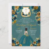 Teal & Gouden Prinsessenkasteel Quinceañera Kaart (Voorkant)