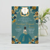 Teal & Gouden Prinsessenkasteel Quinceañera Kaart (Staand voorkant)
