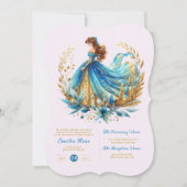 Teal Gouden Quinceanera Jurk Ceremonie Ontvangst   Kaart (Voorkant)