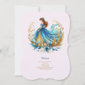 Teal Gouden Quinceanera Jurk Ceremonie Ontvangst   Kaart (Achterkant)