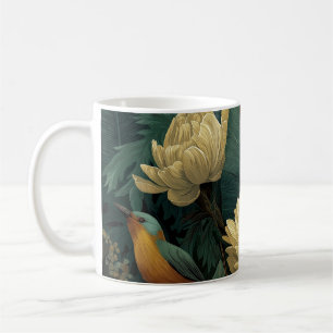 Teal Gouden Toekan Tropische Botanische Denim Mok