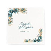 Teal Gouden Waterverf Bloemachtige Bruiloftsborrel