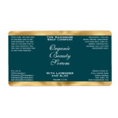 Teal Green and Gold Cosmetics Dropper Bottle Label (Voorkant)