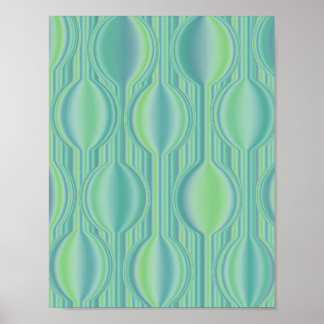 Teal Green Art Deco Geometric Pattern Modern Wall Poster