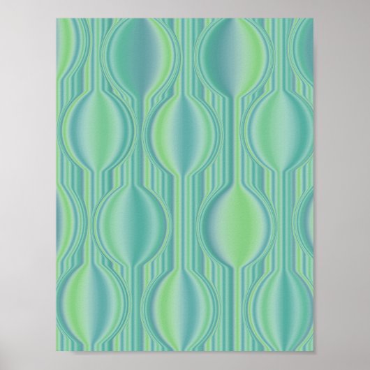Teal Green Art Deco Geometric Wall Poster (Voorkant)