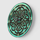 Teal Green Black and Gold Celtic Knot Wall Clock Grote Klok (Hoek)