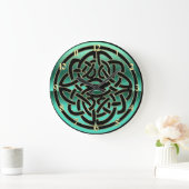 Teal Green Black and Gold Celtic Knot Wall Clock Grote Klok (Huis)