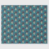 Teal Green Burgundy Bow Gold Ornament Christmas Cadeaupapier (Vlak)