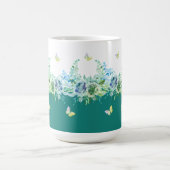 Teal Green Butterflies Floral Mug Koffiemok (Center)