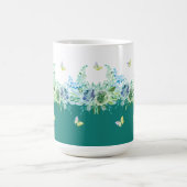 Teal Green Butterflies Floral Mug Koffiemok (Center)
