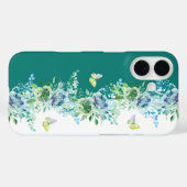 Teal Green Butterfly Floral Phone Case (Achterkant (horizontaal))