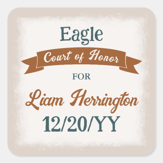 Teal Green, Copper Brown Party Favor Sticker (Voorkant)