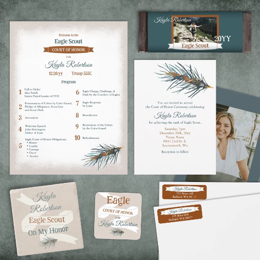 Teal Green, Copper Eagle Scout Candy Bar Wrapper Flyer