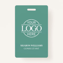 Teal Green Employee ID with Custom Business Logo Badge
